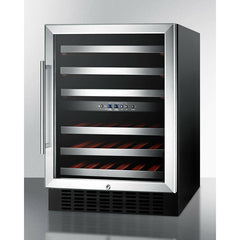 Summit 24" Wide Built-In Wine Cellar with 46 Bottle Capacity, Right Hinge, Glass Door, With Lock, 6 Extension Wine Racks, Digital Control, Compressor Cooling, ETL Approved - SWC530BLBIST