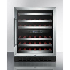 Summit 24" Wide Built-In Wine Cellar with 46 Bottle Capacity, Right Hinge, Glass Door, With Lock, 6 Extension Wine Racks, Digital Control, Compressor Cooling, ETL Approved - SWC530BLBIST