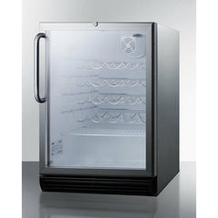 Summit 24" Wide Built-In Wine Cellar with 36 Bottle Capacity, Right Hinge, Glass Door, With Lock, 4 Adjustable Wine Racks, Analog Control, LED Light, Compressor Cooling, ETL Approved, CFC Free - SWC6GBLBI