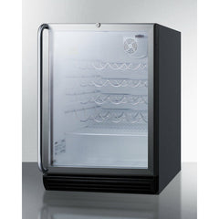 Summit 24" Wide Wine Cellar, ADA Compliant with 36 Bottle Capacity, Right Hinge, Glass Door, With Lock, 4 Adjustable Wine Racks, Analog Control, LED Light, Compressor Cooling, Vibration-Free, ETL Approved, CFC Free - SWC6GBL