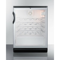 Summit 24" Wide Built-In Wine Cellar with 36 Bottle Capacity, Right Hinge, Glass Door, With Lock, 4 Adjustable Wine Racks, Analog Control, LED Light, Compressor Cooling, ETL Approved, CFC Free - SWC6GBLBI
