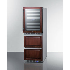 Summit 24" Wide Combination Dual-Zone Wine Cellar and 2-Drawer All-Refrigerator (Panels Not Included) with Door Lock, Automatic Defrost, CFC Free, Automatic Defrost, Temperature Memory Function - SWCDAR24