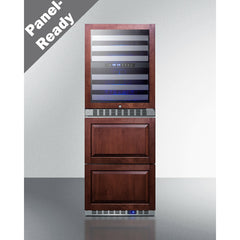Summit 24" Wide Combination Dual-Zone Wine Cellar and 2-Drawer All-Refrigerator (Panels Not Included) with Door Lock, Automatic Defrost, CFC Free, Automatic Defrost, Temperature Memory Function - SWCDAR24