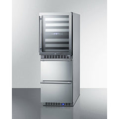 Summit 24" Wide Combination Dual-Zone Wine Cellar and 2-Drawer All-Refrigerator (Panels Not Included) with Door Lock, Automatic Defrost, CFC Free, Automatic Defrost, Temperature Memory Function - SWCDAR24