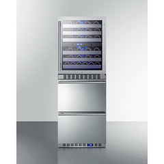 Summit 24" Wide Combination Dual-Zone Wine Cellar and 2-Drawer All-Refrigerator (Panels Not Included) with Door Lock, Automatic Defrost, CFC Free, Automatic Defrost, Temperature Memory Function - SWCDAR24