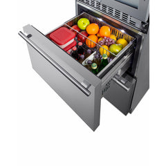 Summit 24" Wide Combination Dual-Zone Wine Cellar and 2-Drawer All-Refrigerator (Panels Not Included) with Door Lock, Automatic Defrost, CFC Free, Automatic Defrost, Temperature Memory Function - SWCDAR24