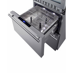 Summit 24" Wide Combination Dual-Zone Wine Cellar and 2-Drawer Refrigerator-Freezer (Panels Not Included) with 6 Right Hinge, with Door Lock, Automatic Defrost, CFC Free, LED Lighting, Double Pane Tempered Glass Door - SWCDRF24