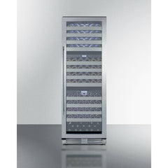 Summit 24" Wide Triple Zone Wine Cellar with 149 Bottle Capacity, Right Hinge, Glass Door, With Lock, 12 Extension Wine Racks, Digital Control, LED Light, Compressor Cooling, ETL Approved, Digital Thermostat, Factory Installed Lock, CFC Free - SWCP1988T