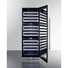 Summit 24" Wide Triple Zone Wine Cellar with 149 Bottle Capacity, Right Hinge, Glass Door, With Lock, 12 Extension Wine Racks, Digital Control, LED Light, Compressor Cooling, ETL Approved, Digital Thermostat, Factory Installed Lock, CFC Free - SWCP1988T