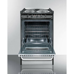 Summit 20" Wide Electric Coil Range with 4 Elements, 2.46 cu. ft. Total Oven Capacity, Storage Drawer, ADA Compliant, Storage Drawer - TEM110