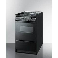 Summit 20" Wide Electric Coil Range with 4 Elements, 2.46 cu. ft. Total Oven Capacity, Storage Drawer, ADA Compliant, Storage Drawer - TEM110