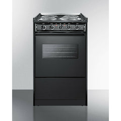 Summit 20" Wide Electric Coil Range with 4 Elements, 2.46 cu. ft. Total Oven Capacity, Storage Drawer, ADA Compliant, Storage Drawer - TEM110