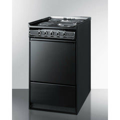 Summit 20" Wide Electric Coil Range with 4 Elements, 2.46 cu. ft. Total Oven Capacity, Storage Drawer, ADA Compliant, Storage Drawer - TEM110CR