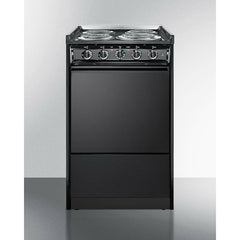 Summit 20" Wide Electric Coil Range with 4 Elements, 2.46 cu. ft. Total Oven Capacity, Storage Drawer, ADA Compliant, Storage Drawer - TEM110CR