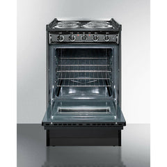Summit 20" Wide Electric Coil Range with 4 Elements, 2.46 cu. ft. Total Oven Capacity, Storage Drawer, ADA Compliant, Storage Drawer - TEM110CR