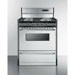 Summit 30" Wide Electric Coil Range with 4 Coil Elements, 3.7 cu. ft. Oven Capacity, Storage Compartment, Oven Window, Adjustable Oven Racks - TEM230BKWY