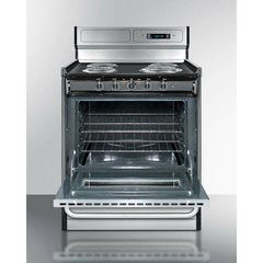 Summit 30" Wide Electric Coil Range with 4 Coil Elements, 3.7 cu. ft. Oven Capacity, Storage Compartment, Oven Window, Adjustable Oven Racks - TEM230BKWY