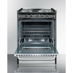 Summit 24" Wide Electric Coil Range with 4 Elements, 2.92 cu. ft. Total Oven Capacity, Storage Drawer, ADA Compliant, Storage Drawer - TEM610CRW