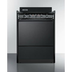 Summit 24" Wide Electric Coil Range with 4 Coil Elements, 2.92 cu. ft. Capacity, Chrome Drip Pans and Storage Compartment in Black - TEM610C