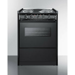 Summit 24" Wide Electric Coil Range with 4 Elements, 2.92 cu. ft. Total Oven Capacity, Storage Drawer, ADA Compliant, Storage Drawer - TEM610CRW