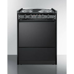 Summit 24" Wide Electric Coil Range with 4 Elements, 2.92 cu. ft. Total Oven Capacity, Storage Drawer, ADA Compliant, Storage Drawer - TEM610CR