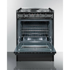 Summit 24" Wide Electric Coil Range with 4 Elements, 2.92 cu. ft. Total Oven Capacity, Storage Drawer, ADA Compliant, Storage Drawer - TEM610CR