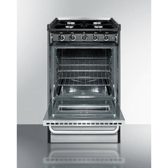Summit 20" Wide Gas Range, Open Burners with Natural Gas, 4 Open Burners, 2.46 cu. ft. Total Oven Capacity, Viewing Window, Broiler Drawer, Electronic Ignition - TNM1