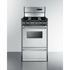 Summit 20" Wide Gas Range, Open Burners with Natural Gas, 4 Open Burners, 2.46 cu. ft. Total Oven Capacity, Viewing Window, Broiler Drawer, Electronic Ignition - TNM1