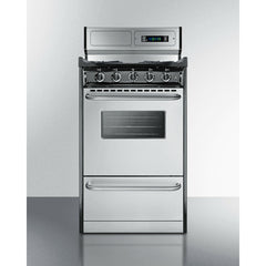 Summit 20" Wide Gas Range, Open Burners with Natural Gas, 4 Open Burners, 2.46 cu. ft. Total Oven Capacity, Viewing Window, Broiler Drawer, Electronic Ignition - TNM1