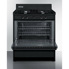 Summit 30" Wide Gas Range, Open Burners with 4-Open Burners, 3.69 Cu. Ft. Oven Capacity, Porcelain Cooktop, 2-Wire Racks, Push-To-Turn Knobs, Electronic Ignition - TNM2107C