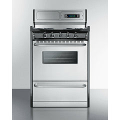 Summit 24" Wide Gas Range, Open Burners  with 2.9 cu. ft. Capacity, 4 Sealed Burners, High Output Burner, Broiler Compartment, Recessed Top - TNM6