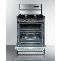 Summit 24" Wide Gas Range, Open Burners  with 2.9 cu. ft. Capacity, 4 Sealed Burners, High Output Burner, Broiler Compartment, Recessed Top - TNM6
