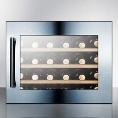 Summit 24" Integrated Wine Cellar with 28 Bottle Capacity, Right Hinge, Glass Door, 3 Extension Wine Racks, Digital Control, Compressor Cooling, ETL Approved, High/Low Temperature Alarm, Slide-Out Wooden Shelving - VC28S