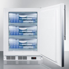 Summit 24" Wide All-Freezer, ADA Compliant with 3.5 cu. ft. Capacity, Right Hinge, Manual Defrost, ADA Compliant, Approved for Medical Use, Adjustable Thermostat - VT65ML7SS