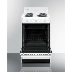 Summit 20" Wide Electric Coil Top Range with 4 Coil Elements, 2.46 cu. ft. Total Oven Capacity, Storage Drawer, ADA Compliant, Storage Drawer - WEM110
