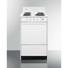 Summit 20" Wide Electric Coil Top Range with 4 Coil Elements, 2.46 cu. ft. Total Oven Capacity, Storage Drawer, in White - WEM1171Q