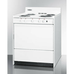 Summit 30" Wide Electric Coil Top Range with 4 Coil Elements, 3.69 cu. ft. Total Oven Capacity, Viewing Window, Storage Drawer - WEM2
