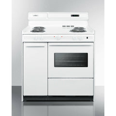 Summit 36" Wide Electric Coil Top Range with Oven Window, Side Storage and Clock - WEM430KW