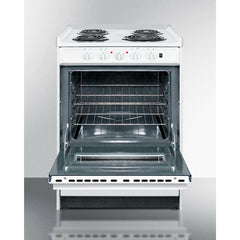 Summit 24" Wide Electric Coil Top Range with 4 Elements, 2.92 cu. ft. Total Oven Capacity, Storage Drawer, ADA Compliant, Storage Drawer - WEM610R