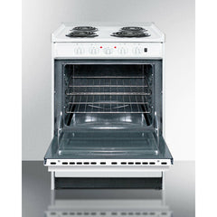Summit 24" Wide Electric Coil Top Range with 4 Elements, 2.92 cu. ft. Total Oven Capacity, Storage Drawer, ADA Compliant, Storage Drawer - WEM610R