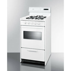 Summit 20" Wide Gas Range with Natural Gas, 4 Open Burners, 2.46 cu. ft. Total Oven Capacity, Viewing Window, Broiler Drawer - WNM1307