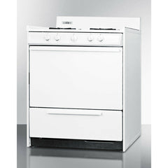 Summit 30" Wide Gas Range with Natural Gas, 4 Open Burners, 3.7 cu. ft. Total Oven Capacity, Broiler Drawer, in White - WNM210