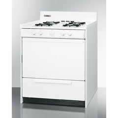 Summit 30" Wide Gas Range with Natural Gas, 4 Open Burners, 3.7 cu. ft. Total Oven Capacity, Broiler Drawer, in White - WNM210