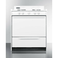 Summit 30" Wide Gas Range with Natural Gas, 4 Open Burners, 3.7 cu. ft. Total Oven Capacity, Broiler Drawer, in White - WNM210