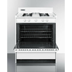 Summit 30" Wide Gas Range with Natural Gas, 4 Open Burners, 3.7 cu. ft. Total Oven Capacity, Broiler Drawer, in White - WNM210