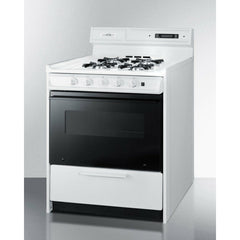 Summit 30" Wide Gas Range with Manual Clean, Black Glass See-Thru Door, Electronic Ignition and Clock w/ Timer - WNM2307