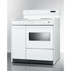 Summit 36" Wide Electric Coil Top Range with Oven Window, Side Storage and Clock - WEM430KW