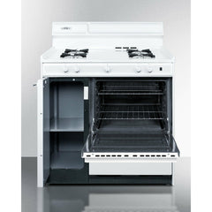 Summit 36" Wide Gas Range with Natural Gas, 4 Open Burners, 2.92 cu. ft. Total Oven Capacity, Broiler Drawer, Porcelain Construction - WNM430P