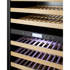 Summit 24" Wide Dual Zone Wine Cellar with 162 Bottle Capacity, Right Hinge, Glass Door, With Lock, 13 Extension Wine Racks, Digital Control, LED Light, Compressor Cooling, Digital Thermostat, High/Low Temperature Alarm - SWC1966B