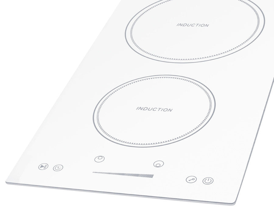 Summit 12" Wide 208-240V 2-Zone Induction Cooktop with 2 Elements, Hot Surface Indicator, ADA Compliant, Induction Technology, Child Lock, Safety Shut-Off Control - SINC2B231W